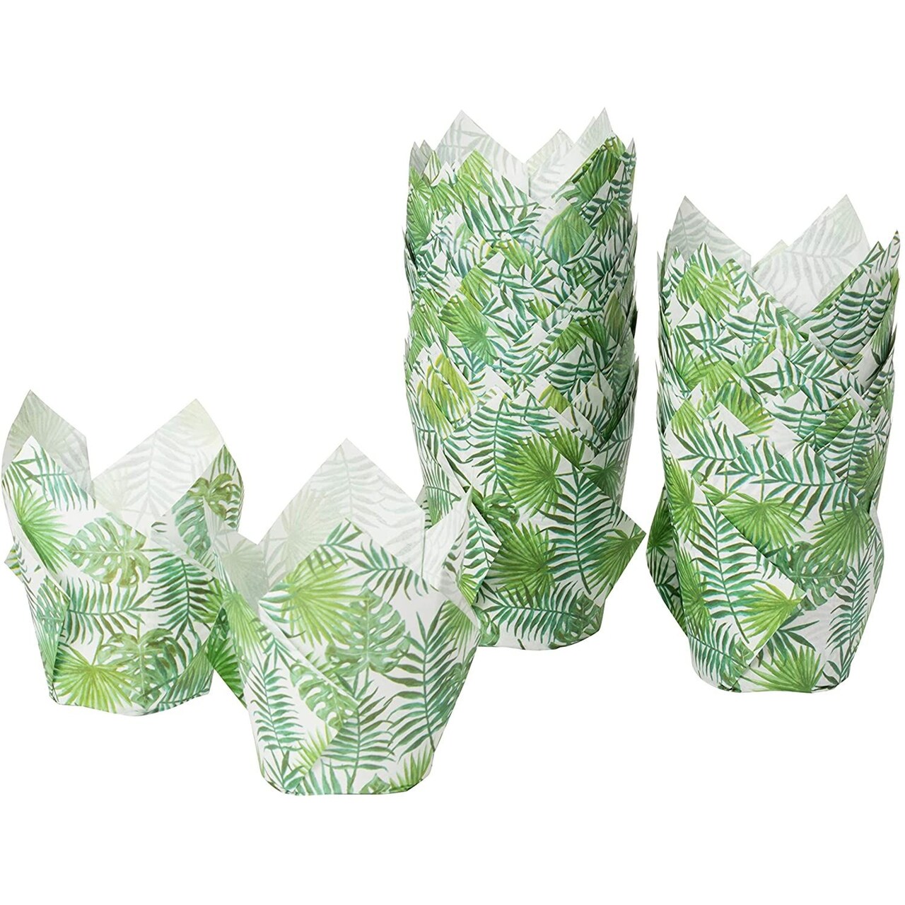 Tropical Tulip Styled Cupcake Liners for Hawaiian Luau Party, Paper Baking Cups (100 Pack)